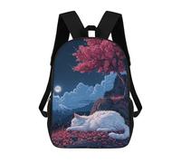 sinyumoney Cute Cat Sleeping Sakura School Bags Water Resistant Travel Backpack Computer Bag for Campus Outdoor Travel Sports 17inch