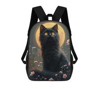 sinyumoney Cute Cat Under Moonlight Backpacks Kids School Backpack School Bag 3D Printed School Bag for Boys Elementary And Middle School Students 17inch