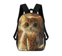 sinyumoney Cute Cat with Boba Tea Backpack School Bag Secondary Causal Travel High School Bags for School/Work/Travel 17inch
