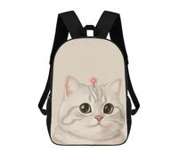 sinyumoney Cute Cat with Flower School Backpack Water Resistant School Bag Business Backpack for Boys/Girls/Teenagers 17inch