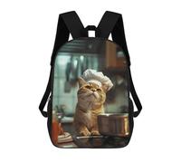 sinyumoney Cute Chef Cat School Backpack School Bags for Girls Boys Backpack with Pocket Fashion School Bag Kids Backpack 17inch