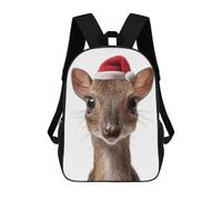 sinyumoney Cute Chevrotain with Santa Hat Backpack School Fashion Stationery Backpack Waterproof Casual Daypacks for Men, Women & Teenage Boys 17inch