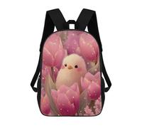 sinyumoney Cute Chick in Pink Tulips Backpack School Bag High Secondary School Bags Casual Backpack - Perfect for Travel, Work And Daily Use 17inch