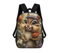 sinyumoney Cute Chipmunk with Flower Crown School Backpack School Secondary High School College Backpack Travel for Men, Women & Teenage Boys 17inch