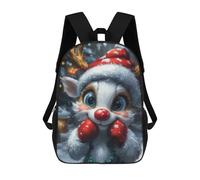 sinyumoney Cute Christmas Reindeer Funny Children's School Backpack Fashion Casual Children's Backpacks 3D Printed School Bags Boy Large Backpack 17inch