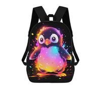 sinyumoney Cute Colorful Penguin School Backpack School Bags for Girls Boys Backpack with Pocket Fashion School Bag Kids Backpack 17inch