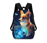 sinyumoney Cute Corgi Dog Luminous Rucksack Large Lightweight Casual Backpack for Campus Outdoor Travel Sports 17inch