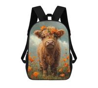 sinyumoney Cute Cow with Flower Crown School Bags Rucksack Casual Daypacks School Work Travel Bag for Teenage Girls Boys Women Men 17inch