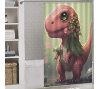 sinyumoney Cute Dinosaur Animal Shower Curtains Mould Proof Daily Household Stylish Washable Hilarious Bath Curtain for Bathroom with Hooks 53.54x70.87Inch（136x180cm）