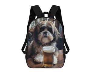 sinyumoney Cute Dog Drinking Beer School Backpack Fashion Stationery Backpack Waterproof Casual Daypacks for Teenage Girls Boys Women Men 17inch