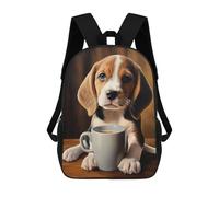 sinyumoney Cute Dog Puppy Coffee Pup School Backpack Daypacks Business Backpack Water Resistant Bookbag for Men/Women 17inch