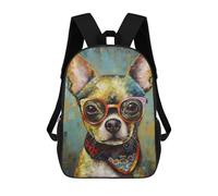 sinyumoney Cute Dog Wearing Glasses Backpack School Bag Secondary Causal Travel High School Bags for School/Work/Travel 17inch