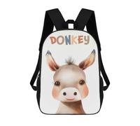 sinyumoney Cute Donkey Nursery 3D Printed 17 Inch School Backpack Casual Children's Backpacks 3D Printed for Boys Elementary And Middle