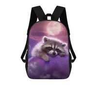 sinyumoney Cute Dreaming Raccoon 3D Printed 17inch School Bag Children's School Backpack Travel Backpacks Casual Fashion Bag for Kids School Students