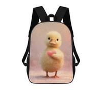 sinyumoney Cute Duckling with Heart Rucksacks 3D Printed Children 17inch Backpacks Fashion Casual Daypack Travel Bags Outdoor Casual Daypack for Boy And Girl