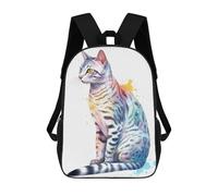 sinyumoney Cute Egyptian Mau Cat Kids School Backpack 17 Inch School Bag 3D Printed School Bag for Boys Elementary And Middle School Students