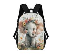 sinyumoney Cute Elephant with Flower Crown School Backpack High Secondary School Bags Casual Backpack for Girl, Teen Girls 17inch