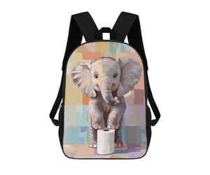sinyumoney Cute Elephant with Toilet Paper Roll Rucksack Lightweight Airport College Students Back Pack for Girls Boys Teenage 17inch