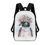 sinyumoney Cute Floral Penguin Art Backpack School Bag Business Laptop Rucksack Bag Unisex Casual Daypack for School/Work/Travel 17inch