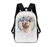 sinyumoney Cute Floral Siamese Cat Backpack School Bag Work Laptop Backpack Rucksack Bag for Teenage Girls Boys Women Men 17inch