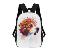 sinyumoney Cute Flower Beagle Dog Art Backpack School Lightweight Airport College Students Back Pack for School/Work/Travel 17inch