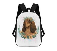 sinyumoney Cute Flower Dachshund Dog Backpack School Daypacks Business Backpack Water Resistant Bookbag for Men, Women & Teenage Boys 17inch