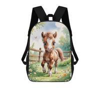 sinyumoney Cute Foal in Meadow Watercolor Children's Backpack, 3D Printed School Backpack, Backpack for Boys Girls, Adjustable School Bag for Primary School 17inch