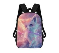 sinyumoney Cute Fox in Galaxy 17 Inch School Bag Backpack Teen Schoolbag 3D Printing Adjustable Schoolbag Fashion Pocket Bag for Kids Boys Girls Students