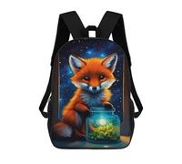 sinyumoney Cute Fox Luminous Glow 2 Backpack with Pocket 3D Printed Backpacks, Travel Rucksacks Book Bags Kids School Bag 17inch