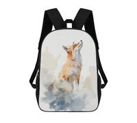 sinyumoney Cute Fox Watercolor Art Backpack School Bag Large Water Resistant Laptop Backpack for School/Work/Travel 17inch