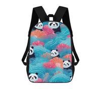 sinyumoney Cute Friendly Pandas Backpack School Bag Lightweight Airport College Students Back Pack for Men/Women 17inch