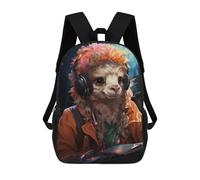 sinyumoney Cute Gamer Llama Kids' Backpack 3D Printing School Bag Boys Cool Daypacks Casual Knapsack Fun Back Bag for Kids And Teenager 17inch