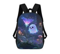 sinyumoney Cute Ghost And Flower in Forest Backpacks Kids Student Schoolbag 3D Printed Backpacks Elementary And Middle School Students Backpacks for Boys Girls 17inch