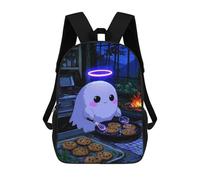 sinyumoney Cute Ghost Baking Cookies Illustration School Backpack 3D Printed School Bags Boys Girls Laptop Backpack for Kids/Students/Adults 17inch