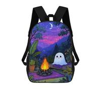 sinyumoney Cute Ghost Campfire Night Scene Backpack School Bag Backpack For Girls Boys Backpacks Large Capacity Kids Backpack Lightweight School Bags For Kids Students 17inch