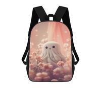 sinyumoney Cute Ghost in Flowers Backpack School Bag Lightweight Casual Daypack School Backpacks for School/Work/Travel 17inch