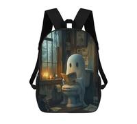 sinyumoney Cute Ghost on The Toilet School Backpack Lightweight Airport College Students Back Pack- Perfect for Travel, Work And Daily Use 17inch