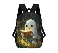 sinyumoney Cute Ghost Reading Backpacks Kids School Backpack Fashion School Bag 3D Printed School Bag for Boys Elementary And Middle School Students 17inch