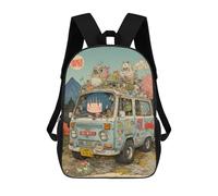 sinyumoney Cute Girl Driving Van Backpack School Bag Water Resistant School Bag Business Backpack - Perfect for Travel, Work And Daily Use 17inch
