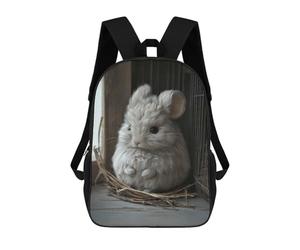 sinyumoney Cute Gray Chinchilla Portrait Children's Backpacks 17inch School Backpack 3D Printed Bag Bookbag for Kids Travel Rucksacks Boy Girl Book Bags Kids School Bag