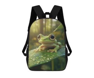 sinyumoney Cute Green Frog on Leaf Rucksack Lightweight Schoolbag Dayback Bookbag College for Girl, Teen Girls 17inch