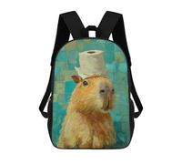 sinyumoney Cute Guinea Pig with Toilet Paper Hat Backpack School Water Resistant Travel Backpack Computer Bag - Perfect for Travel, Work And Daily Use 17inch