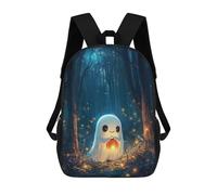 sinyumoney Cute Halloween Ghost in Forest School Backpack School Bags for Girls Boys Backpack with Pocket Fashion School Bag Kids Backpack 17inch
