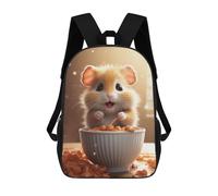 sinyumoney Cute Hamster Eating Children's School Backpack Fashion Casual Children's Backpacks 3D Printed School Bags Boy Large Backpack 17inch
