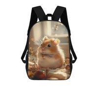sinyumoney Cute Hamster Holding A Seed Kids School Backpack School Bag 3D Printed School Bag for Boys Elementary And Middle School Students 17inch