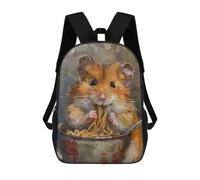 sinyumoney Cute Hamster Spaghetti Eat Backpack 3D Printed Kids School Backpack High Capacity Travel Backpacks Book Bags Kids Backpack 17inch