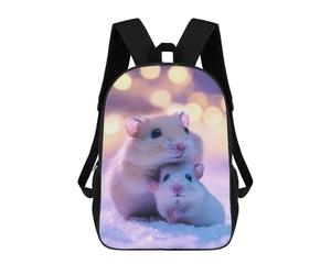 sinyumoney Cute Hamsters in Snow Backpack School Bag Secondary Causal Travel High School Bags for School/Work/Travel 17inch