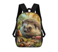 sinyumoney Cute Hedgehog in Autumn Forest Scene 17 Inch Backpacks Kids Schoolbag,3D Printed Elementary And Middle School Students Backpacks for Boys Girls