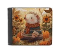 sinyumoney Cute Hedgehog in Autumn Garden 3D Print Wallet Credit Card Holder Leather RFID Soft Convenient Leather Wallet Craftsmanship Gifts 11.7cm*9.5cm