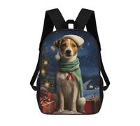 sinyumoney Cute Jack Russell Xmas Children's Backpacks School Backpack 3D Printed for Kids Travel Rucksacks Book Bags Kids 17inch School Bag